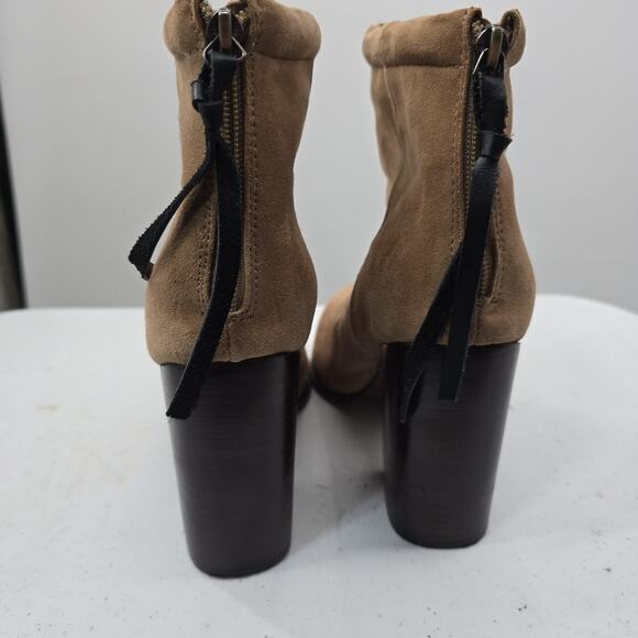 Jeffrey Campbell Boots Womens Size 10 Tan Rumble Suede Block Heel Ankle Booties - Picture 5 of 12